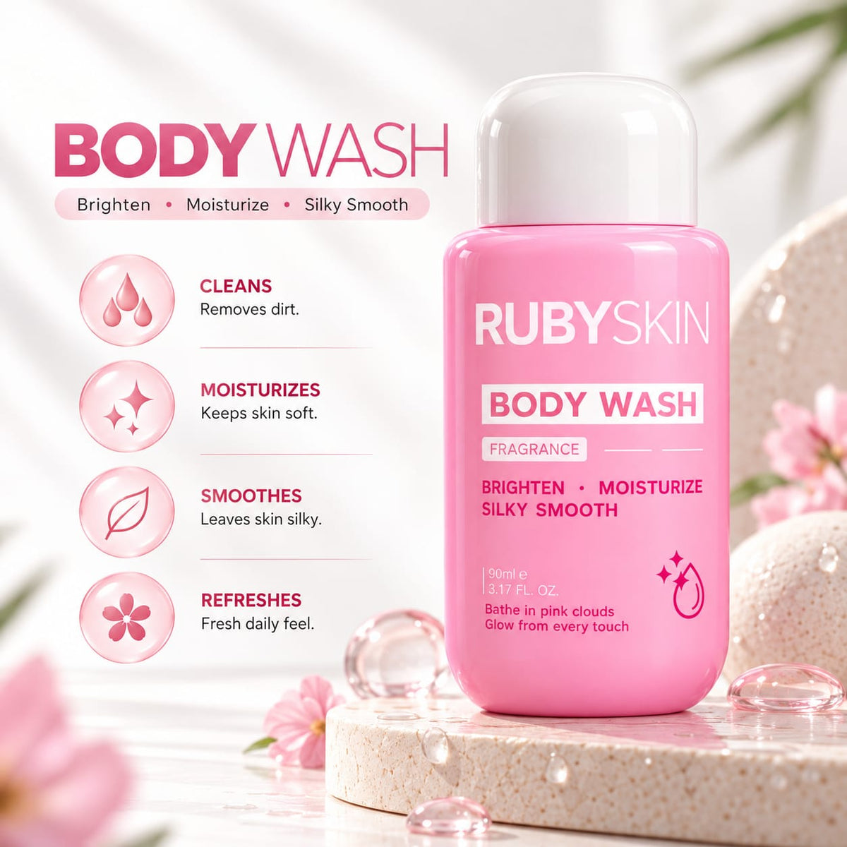 RubySkin Brightening & Moisturizing Body Wash 90ml