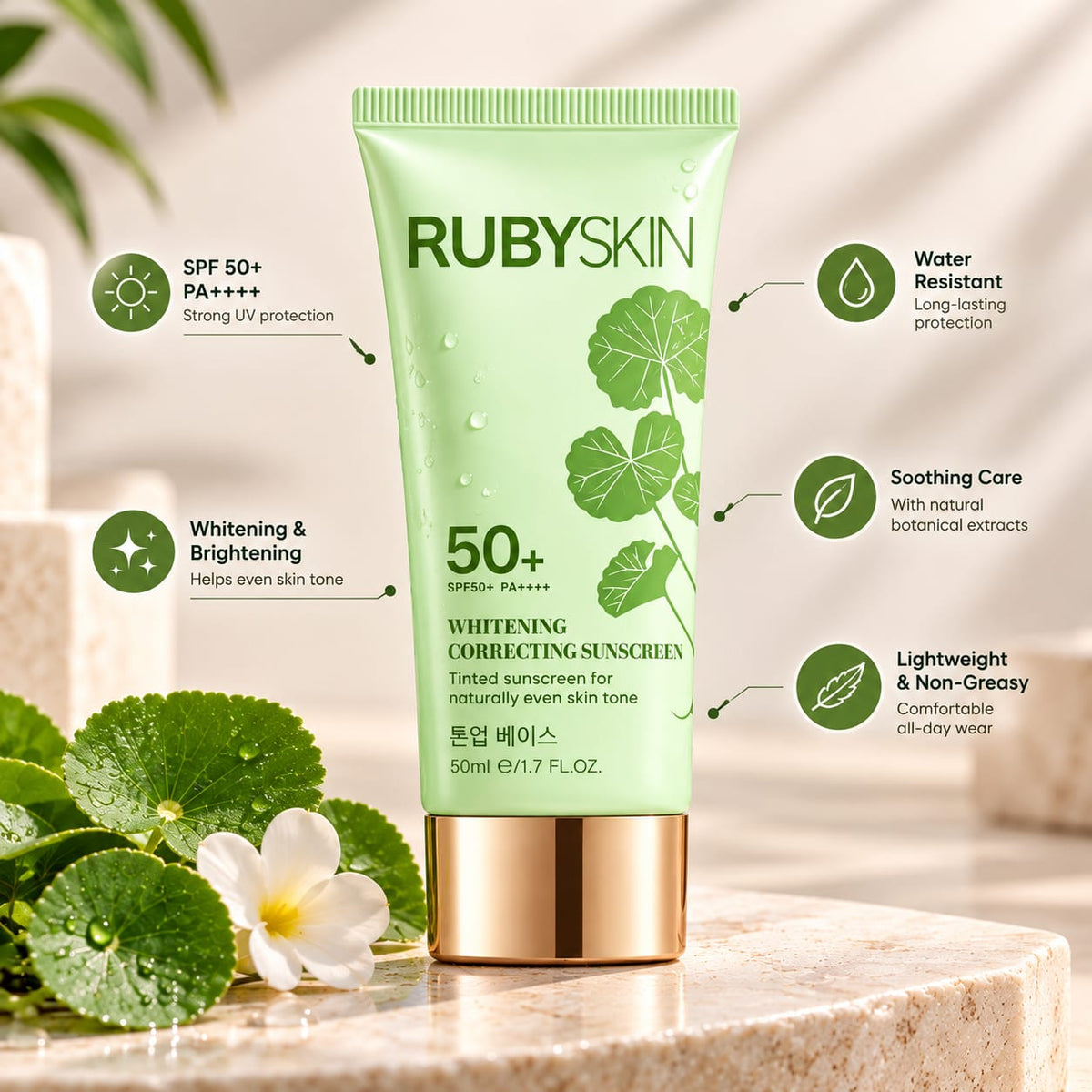 RubySkin SPF 50+ Tone Correcting Sunscreen 50ml